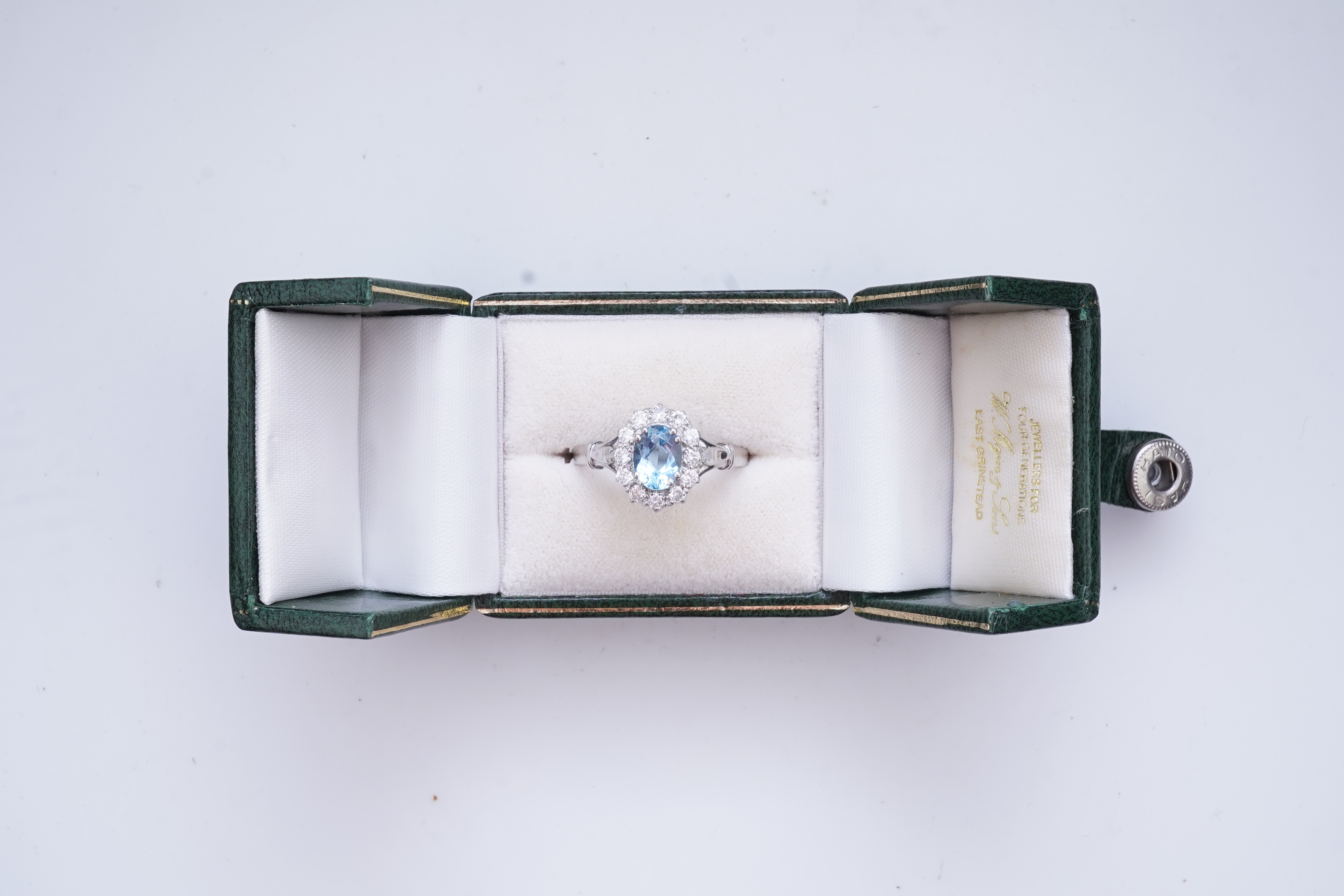 An aquamarine and diamond cluster ring